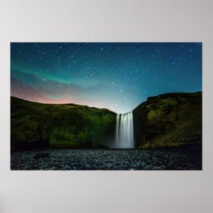 Night at Skógafoss Poster
