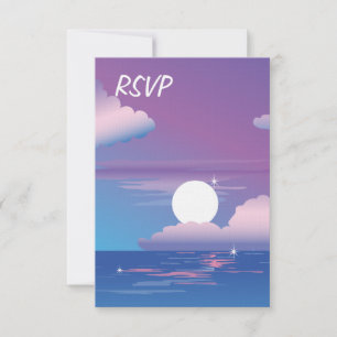Night Beach RSVP Wedding Invitation