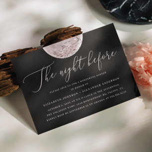 Night before. Black pink moon rehearsal dinner Invitation
