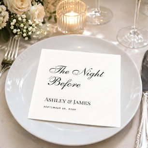 Night Before Black & White Simple Rehearsal Dinner Napkin