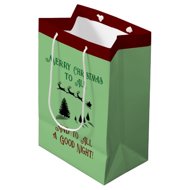 Night Before Christmas Santa Holiday Medium Gift Bag (Front Angled)