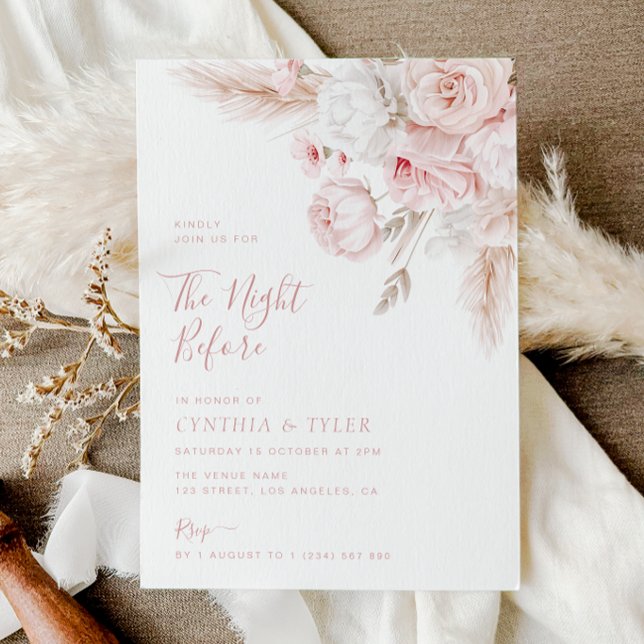 Night Before dusty rose floral  Invitation (Creator Uploaded)