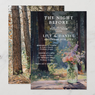 Night Before Forest Floral Rehearsal Dinner Photo Invitation