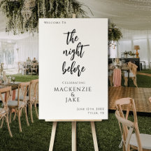 Night Before Modern Black & White Welcome Sign