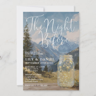 Night Before Mountain Mason Jar Rehearsal Dinner Invitation