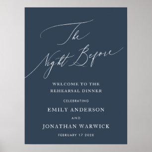 NIGHT BEFORE navy blue Rehearsal Dinner sign