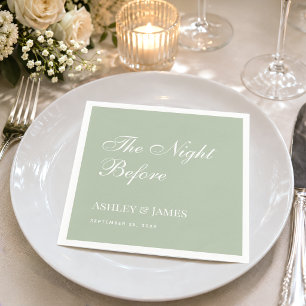 Night Before Sage Green Simple Rehearsal Dinner Napkin