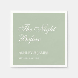 Night Before Sage Green Simple Rehearsal Dinner Napkin
