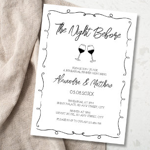 Night Before Whimsical Hand Drawn Rehearsal Dinner Invitation
