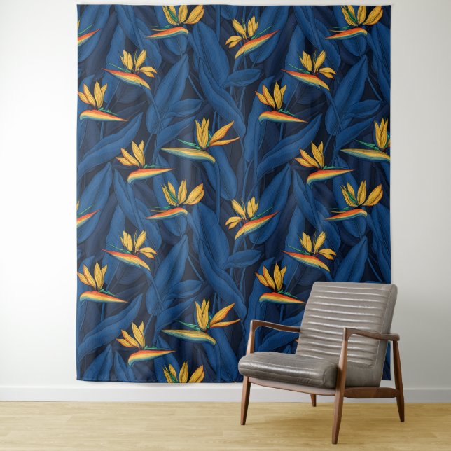 Night bird of paradise garden 2 tapestry (In Situ)