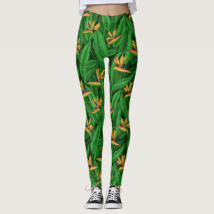Night bird of paradise garden leggings