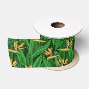 Night bird of paradise garden satin ribbon