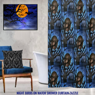 Night Birds On Watch Shower Curtain
