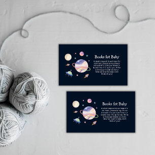 Night Black Galaxy Space Boy Books For Baby Shower Enclosure Card