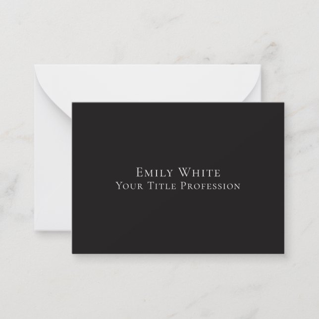 Night Black Plain Elegant Professional Modern Card (Front)