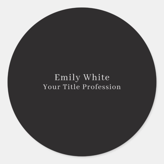 Night Black Plain Elegant Professional Modern Classic Round Sticker (Front)