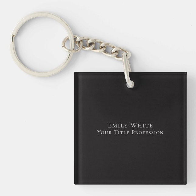 Night Black Plain Elegant Professional Modern Key Ring (Front)