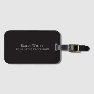 Night Black Plain Elegant Professional Modern Luggage Tag
