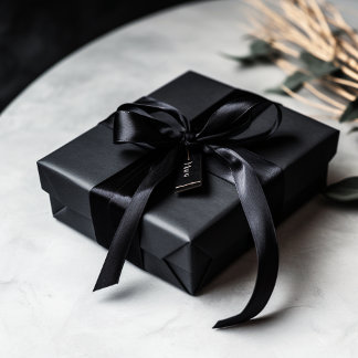 Night Black Solid Colour Satin Ribbon