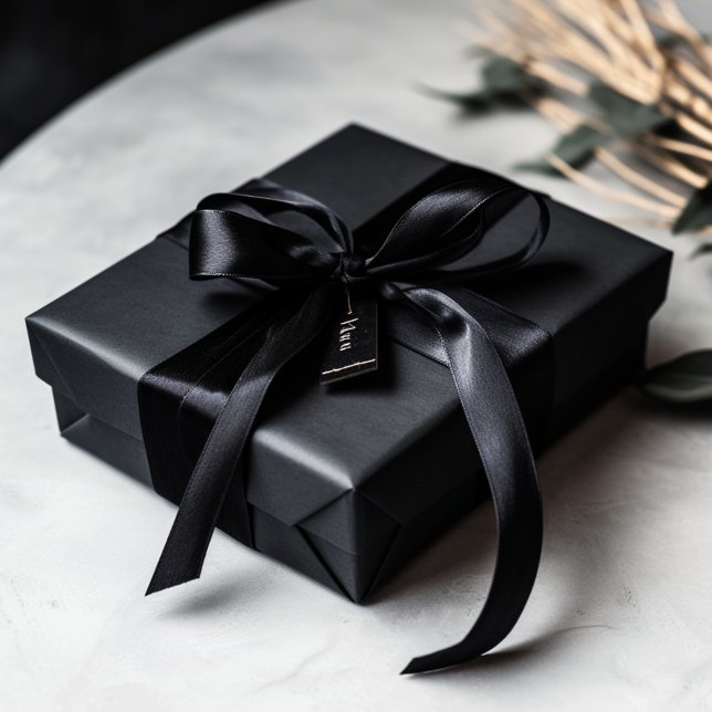 Night Black Solid Colour Satin Ribbon (Creator Uploaded)