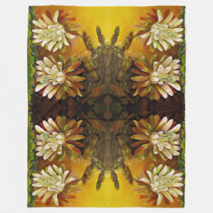 Night-blooming cereus - cactus blossom fleece blanket