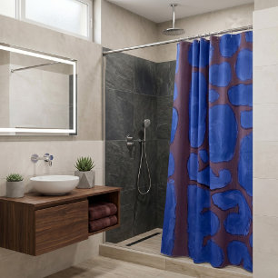 Night Blue Abstract Vintage Art Shower Curtain