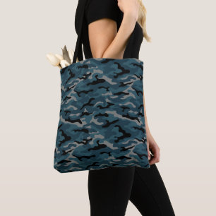 Night Blue Camo Camouflage Tote Bag