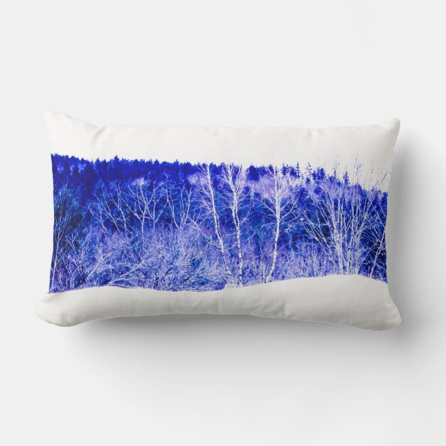 night-blue forest bright in snow lumbar cushion (Front)