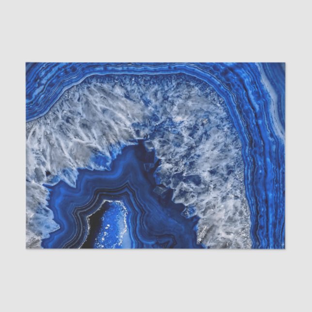 Night Blue Indigo Agate Mineral Quartz Gemstone Tissue Paper (Front)