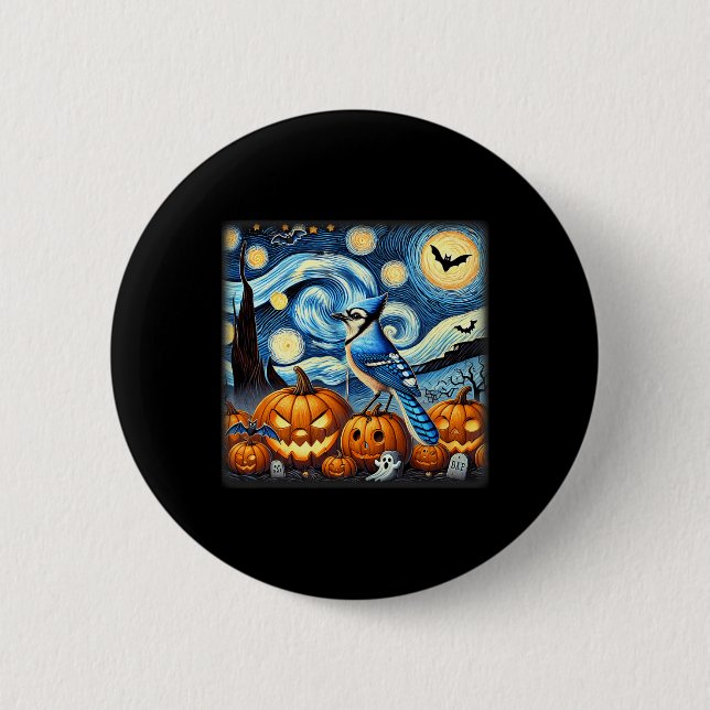 Night Blue Jay Halloween  6 Cm Round Badge (Front)
