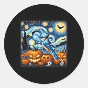 Night Blue Jay Halloween  Classic Round Sticker