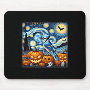 Night Blue Jay Halloween Mouse Pad