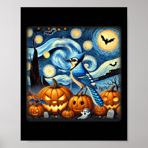 Night Blue Jay Halloween  Poster
