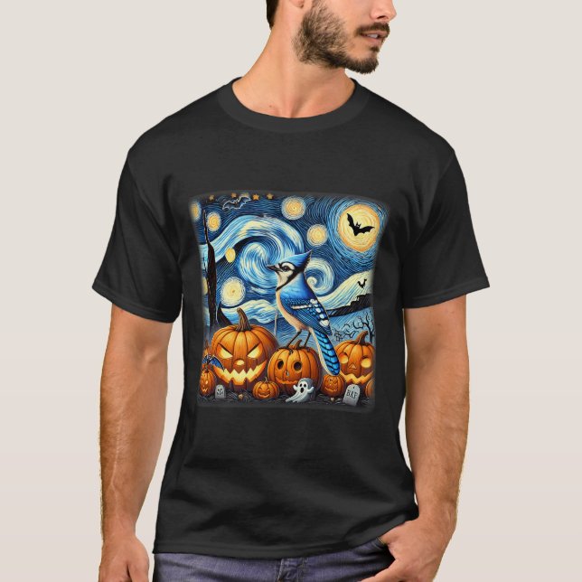Night Blue Jay Halloween  T-Shirt (Front)