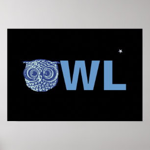 night blue owl word poster
