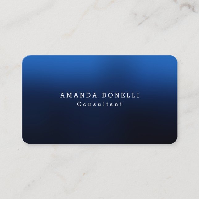 Night Blue Professional Minimalist Modern Plain Business Card (Front)