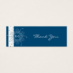 Night Blue Rosette Wedding Thank You Tag