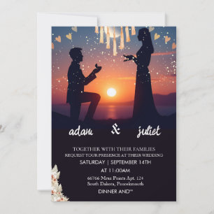 night boho rustic modern elegant Twilight Wedding Invitation