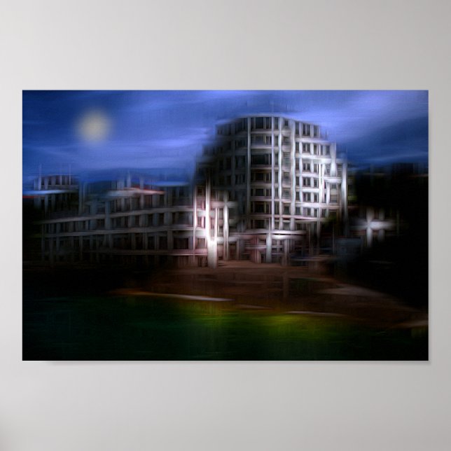 Night buildings digital effect style "impression" poster (Front)