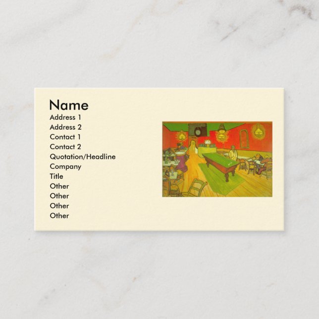 Night Cafe by Vincent van Gogh Business Card (Front)