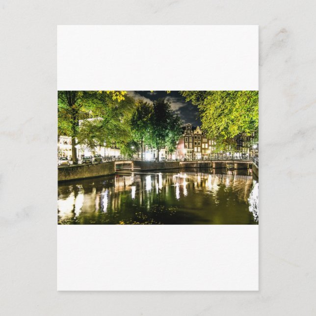 night canal in Amsterdam, Netherlands Postcard (Front)