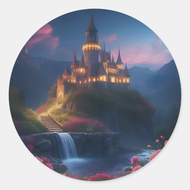 Night Castle Four Classic Round Sticker (Front)