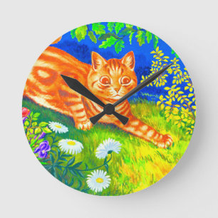 Night Cat Round Clock