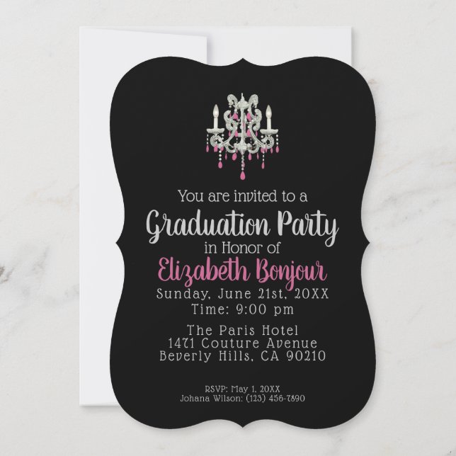 Night Chandelier PAPER/SIZE/SHAPE OPTIONS - RSVP & Invitation (Back)