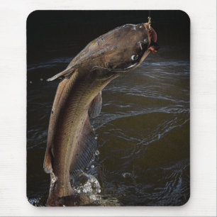 Night Channel Catfish Fishing Mouse Pad
