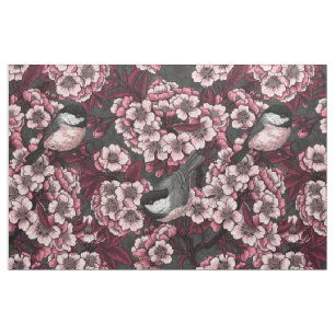 Night cherry garden fabric
