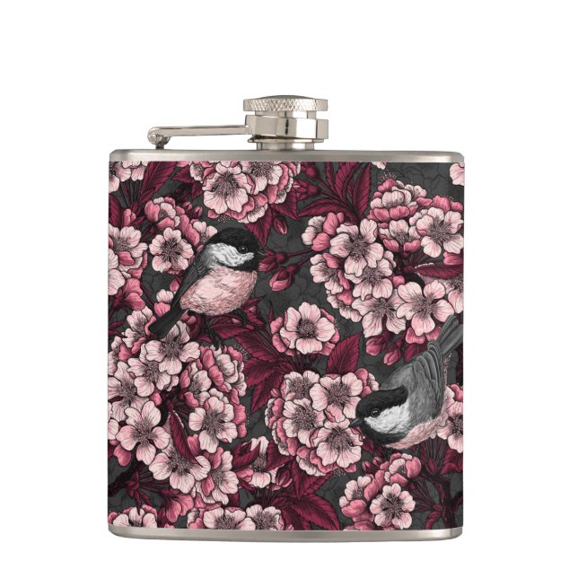 Night cherry garden hip flask (Front)