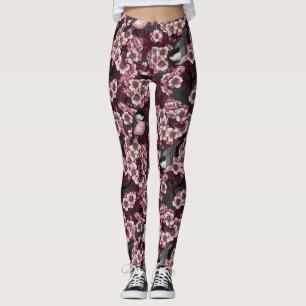 Night cherry garden leggings