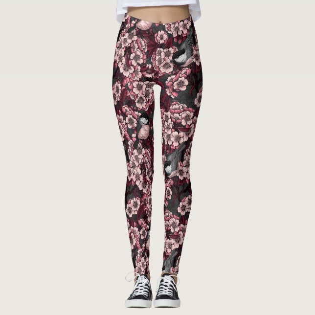 Night cherry garden leggings (Front)