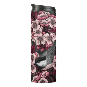Night cherry garden thermal tumbler